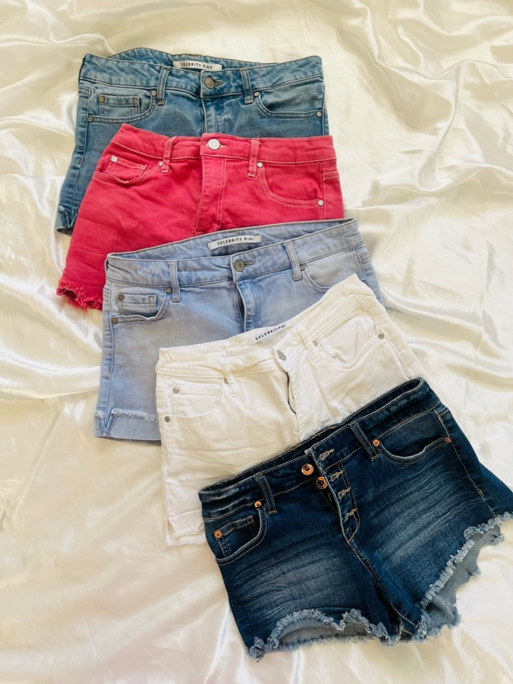 Celebrity Pink Women’s Denim Shorts - Red, Light Blue, White, Medium & Dark Wash